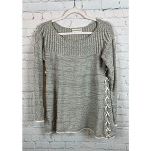 KNOX ROSE gray lace up sides knit A-line pullover sweater top size XS